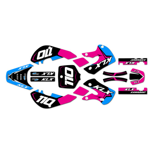 kawasaki klx110 graphics kit 2002-2009 lightning series magenta