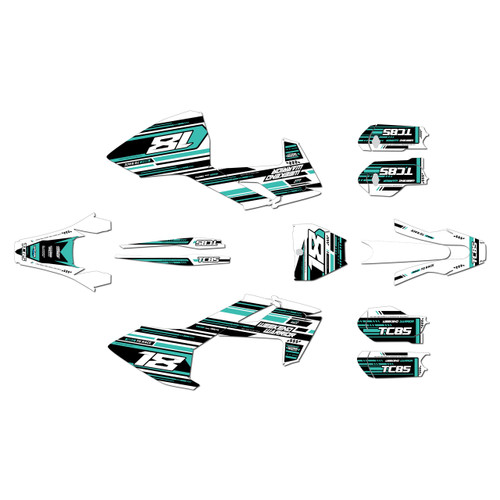 husqvarna tc85 graphics kit 2023-2024 warrior series teal-shift