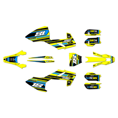 husqvarna tc85 graphics kit 2018-2022 warrior series yellow
