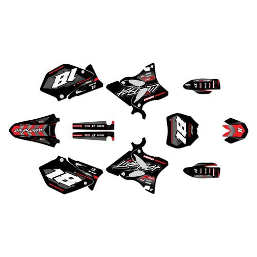 yamaha yz250 graphics kit 2006-2007 rebel series red