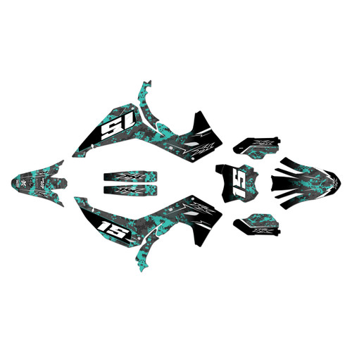kawasaki kx450sr graphics kit 2024-2026 cyberware series teal