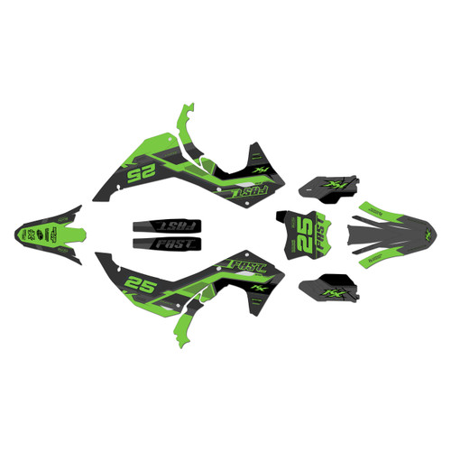kawasaki kx450 graphics kit 2024-2026 fastaf series green