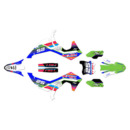 kawasaki kx450sr graphics kit 2024-2026 fastaf series blue