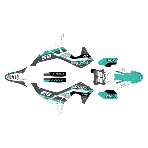 kawasaki kx450x graphics kit 2024-2026 fastaf series teal