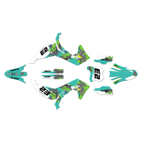 kawasaki kx450 graphics kit 2024-2026 throwback series teal