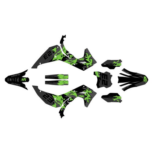 kawasaki kx450x graphics kit 2024-2026 throwback series green-shift