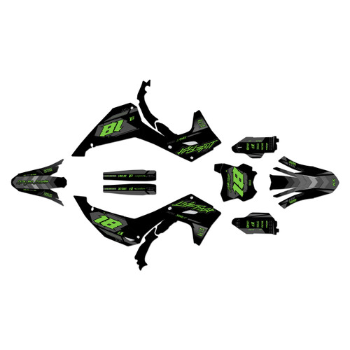 kawasaki kx250 graphics kit 2025-2026 rebel series green-shift