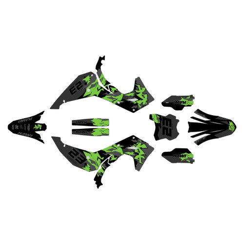 kawasaki kx250 graphics kit 2025-2026 throwback series green-shift