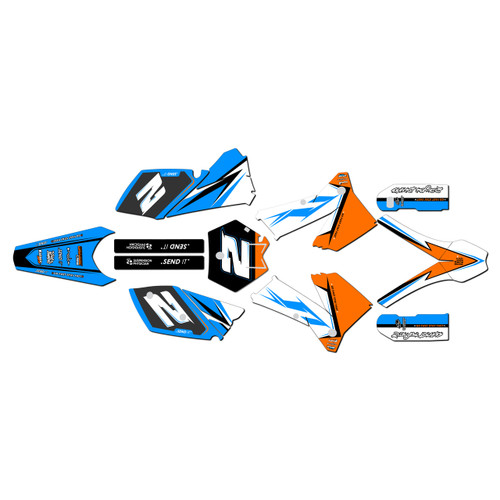 ktm 200xc graphics kit 2005-2007 razor series cyan