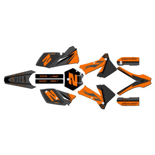 ktm 200xc graphics kit 2005-2007 razor series orange-shift