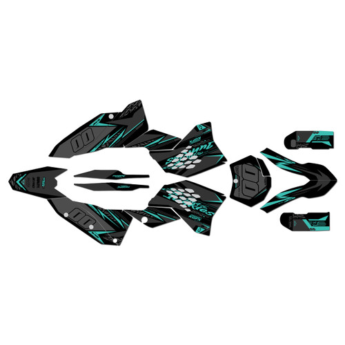 ktm 125sx graphics kit 2008-2010 rugged series teal-shift