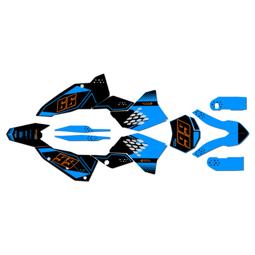 ktm 125sx graphics kit 2008-2010 splinter series cyan