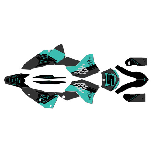 ktm 200xc graphics kit 2008-2010 venom series teal-shift