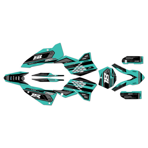 ktm 450xcf graphics kit 2008-2010 warrior series teal