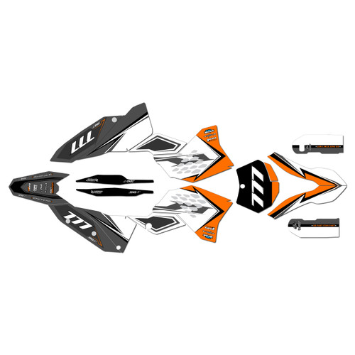 ktm 200exc graphics kit 2008-2011 razor series orange
