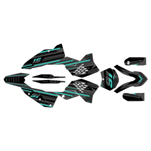 ktm 400xcw graphics kit 2008-2011 coil series teal-shift