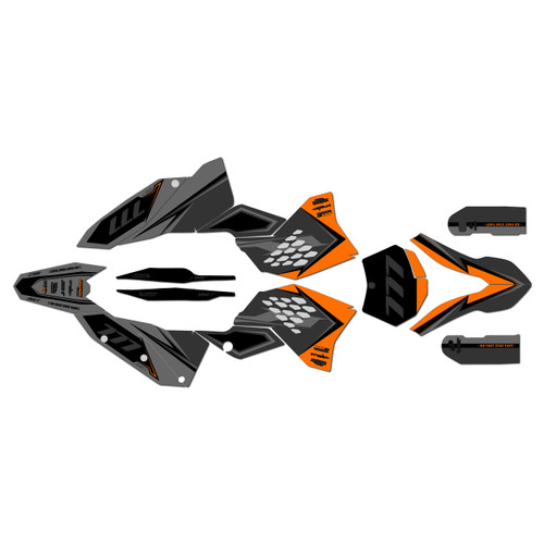 KTM 200XC-W 250XC-W 300XC-W graphics kit 2008-2011 razor series orange-shift