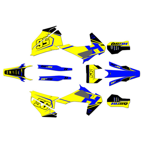 husqvarna te250 graphics kit 2020-2023 ace series yellow
