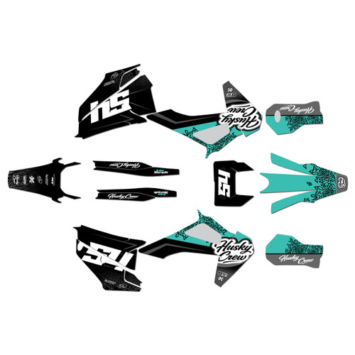 husqvarna te150 graphics kit 2020-2023 fatality series teal