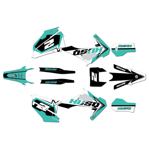 husqvarna te150 graphics kit 2020-2023 razor series teal