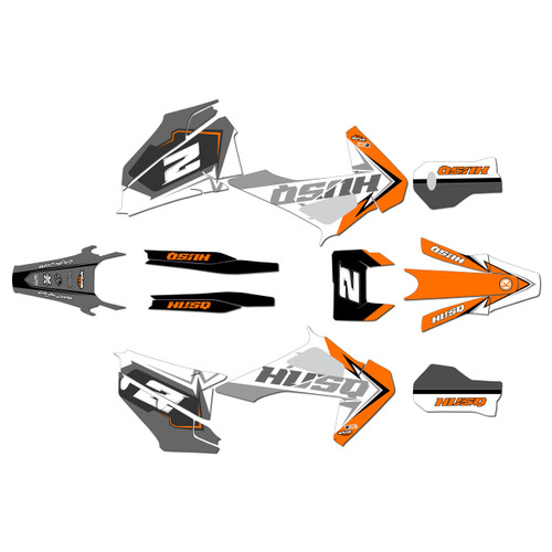 Husqvarna TE150 TE250 TE300 graphics kit 2020-2023 razor series orange
