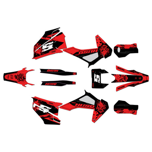 husqvarna te300 graphics kit 2020-2023 night series red