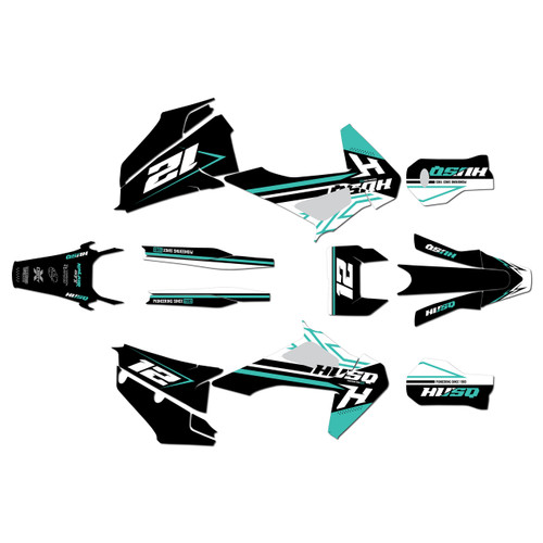 husqvarna te150 graphics kit 2020-2023 serenity series teal