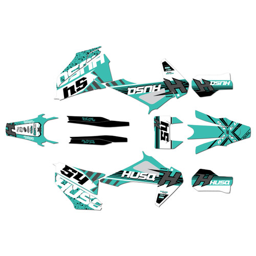 Husqvarna TE150 TE250 TE300 graphics kit 2020-2023 split series teal