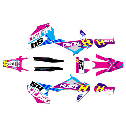 husqvarna te250 graphics kit 2020-2023 split series magenta