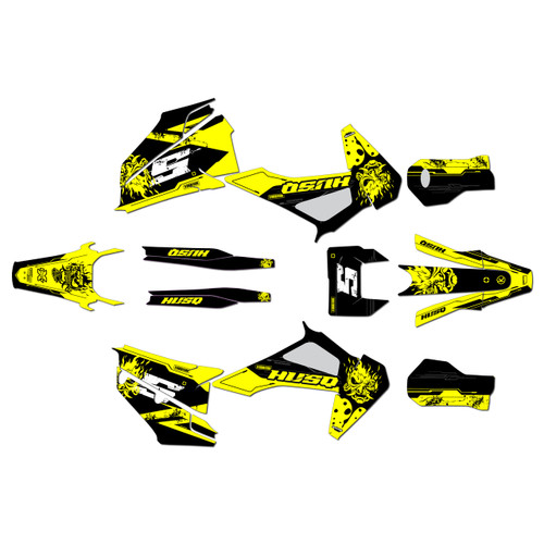 husqvarna fe350 graphics kit 2020-2023 night series yellow