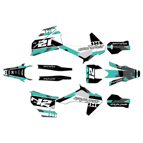 husqvarna fe250 graphics kit 2020-2023 splash series teal