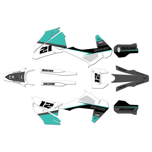 husqvarna te300 graphics kit 2020-2023 vendetta series teal
