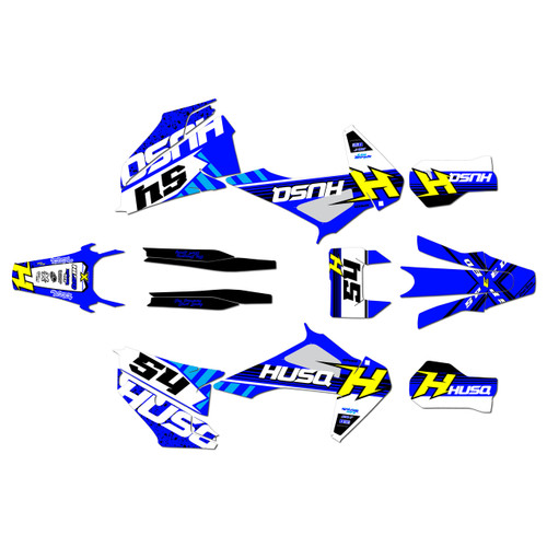 husqvarna fe250 graphics kit 2020-2023 split series blue