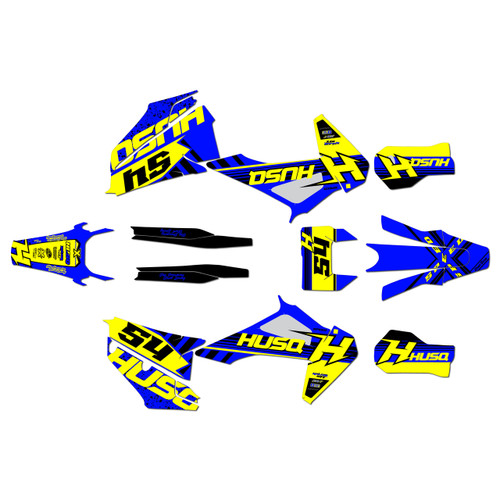 husqvarna fe250 graphics kit 2020-2023 split series yellow