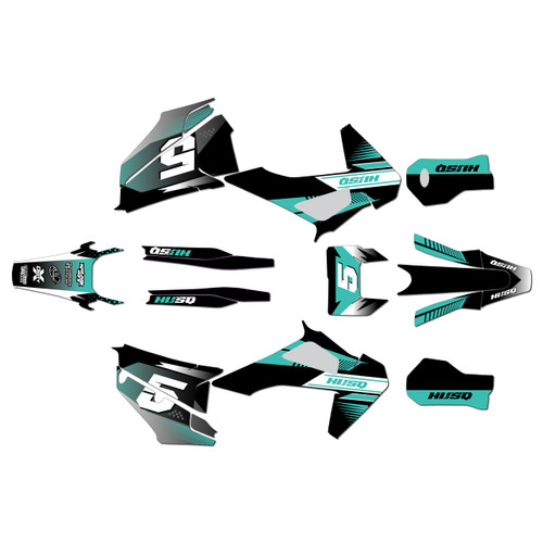 husqvarna fe250 graphics kit 2020-2023 turbo series teal