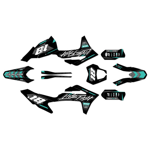 gasgas mc250 graphics kit 2021-2023 rebel series teal