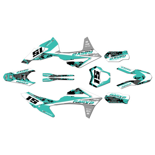 gasgas ex250 graphics kit 2021-2023 cloaked series teal