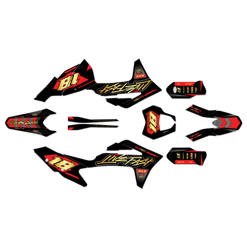 gasgas ex250 graphics kit 2021-2023 rebel series gold