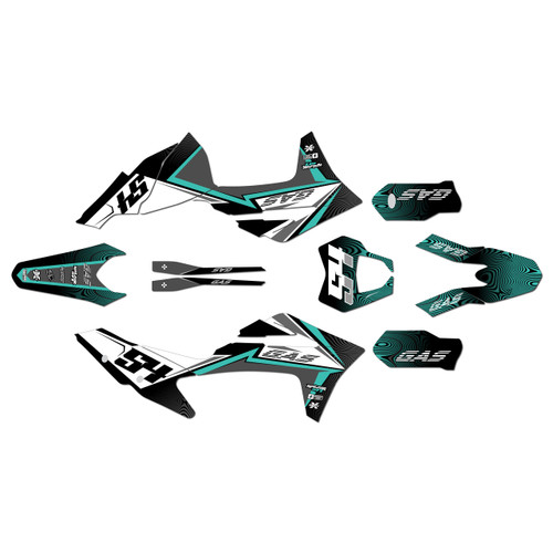 gasgas ex250 graphics kit 2021-2023 swirl series teal