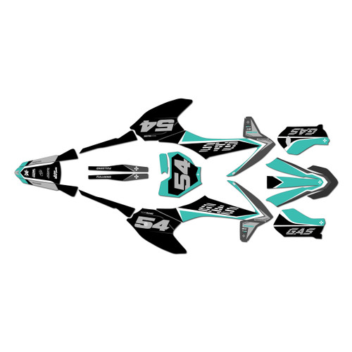gasgas mc-e5 graphics kit 2021-2023 inferno series teal
