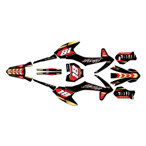 gasgas mc-e5 graphics kit 2021-2023 rebel series gold