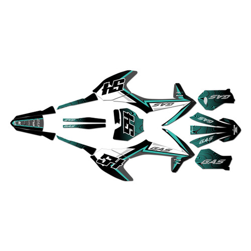 gasgas mc-e3 graphics kit 2021-2023 swirl series teal