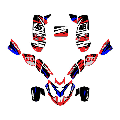 polaris predator500 graphics kit 2002-2007 division series red