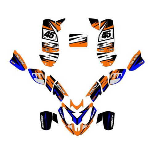 polaris predator500 graphics kit 2002-2007 division series orange