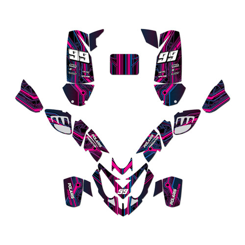 polaris predator500 graphics kit 2002-2007 electron series magenta