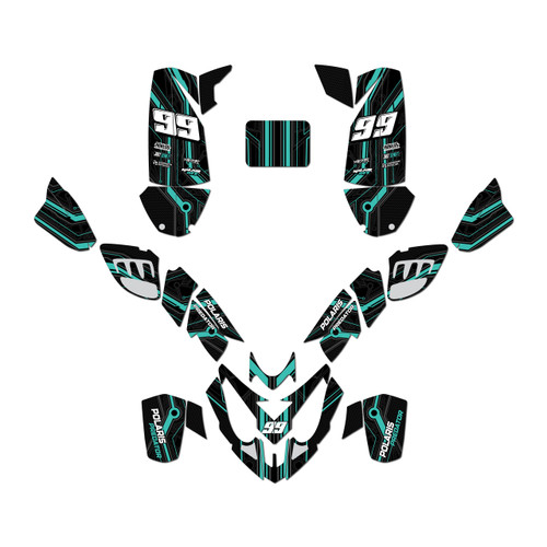 polaris predator500 graphics kit 2002-2007 electron series teal