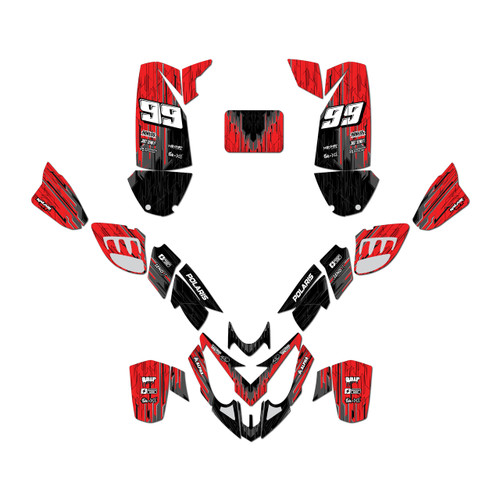 polaris predator500 graphics kit 2002-2007 fracture series red
