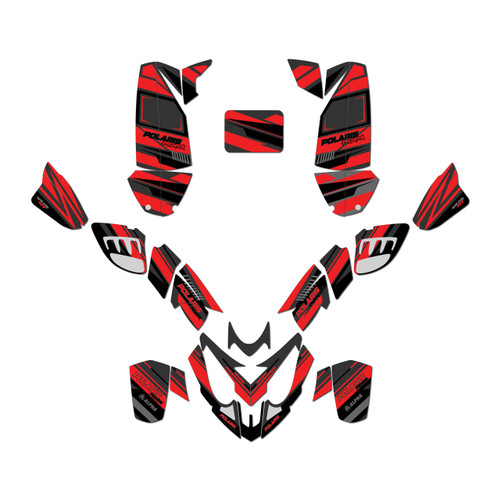 polaris predator500 graphics kit 2002-2007 razor series red