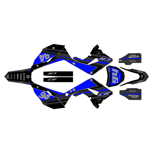 honda cr125 graphics kit 2002-2007 imperator series blue-shift