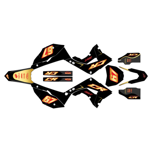 honda cr125 graphics kit 2002-2007 ominous series gold